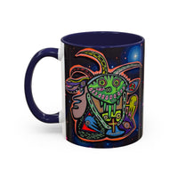Psychedelic RYDER2.0   Space Goat Accent Coffee Mug — Colorful Cosmic Animal Art (11/15oz)