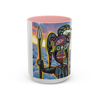 Surreal VINCENT Tribal Warrior Accent Coffee Mug — Colorful Skull Art 11/15oz