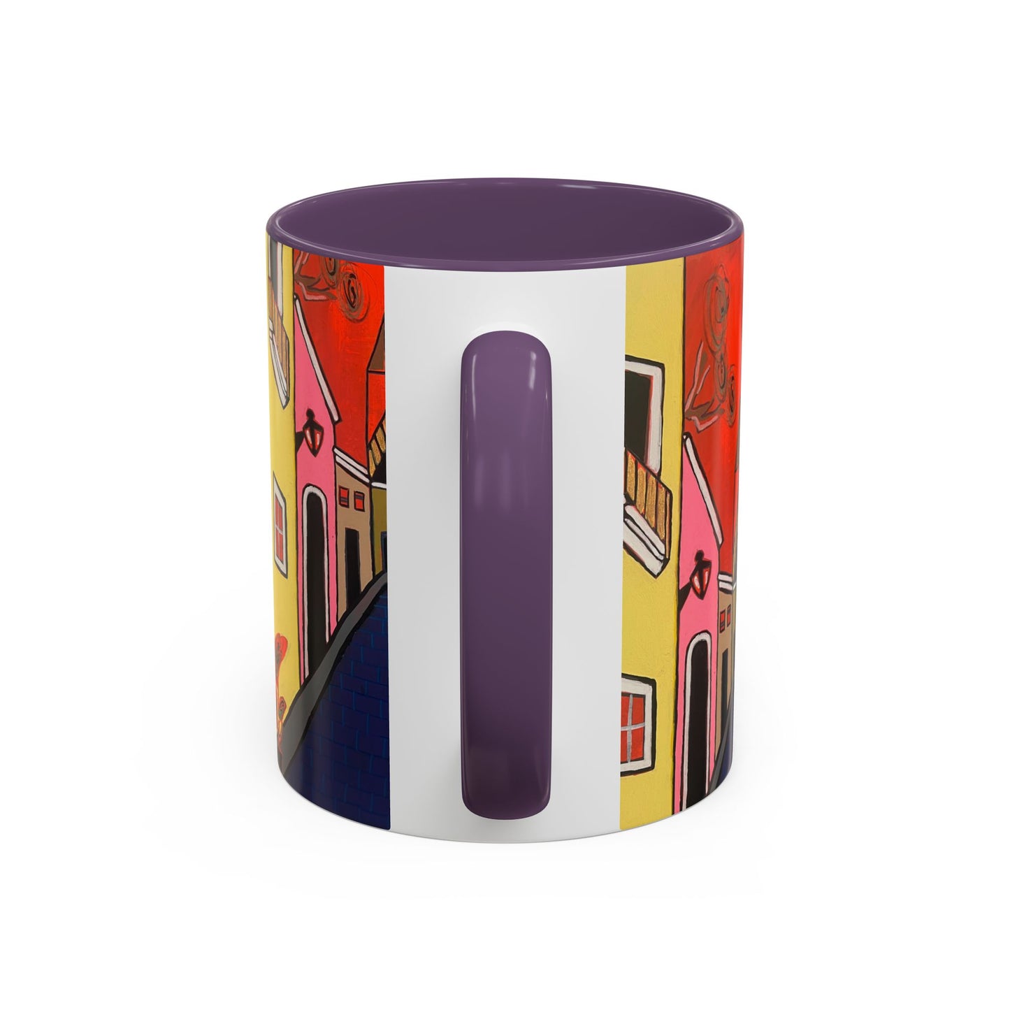 SAN SEBASTIAN.  Colorful Street Scene Accent Coffee Mug — Vibrant Urban Art Ceramic Mug (11/15oz)