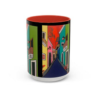 SAN SEBASTIAN.  Colorful Street Scene Accent Coffee Mug — Vibrant Urban Art Ceramic Mug (11/15oz)