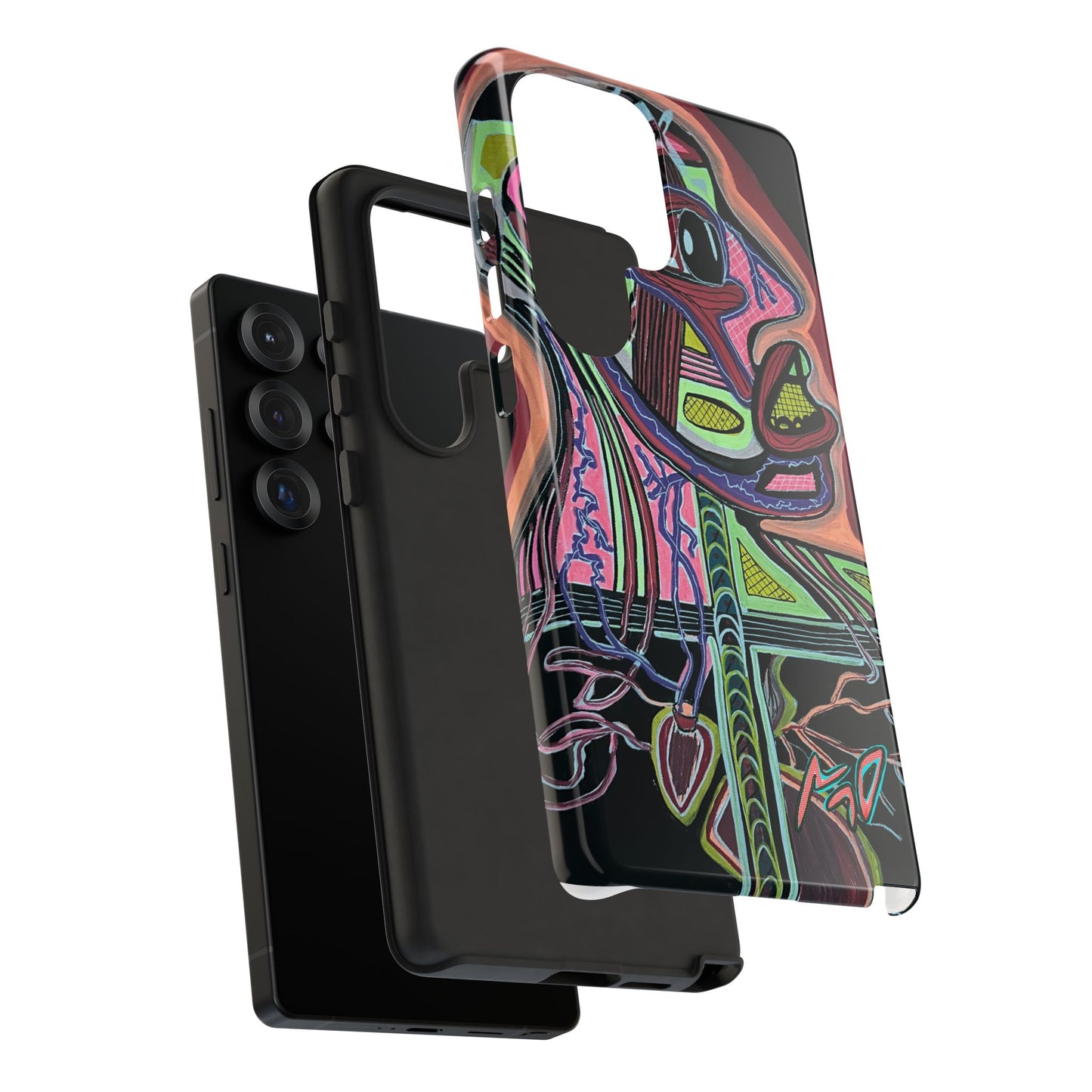HEART ATTACK Abstract Neon Face Tough Phone Case – Vibrant Art Phone Cover