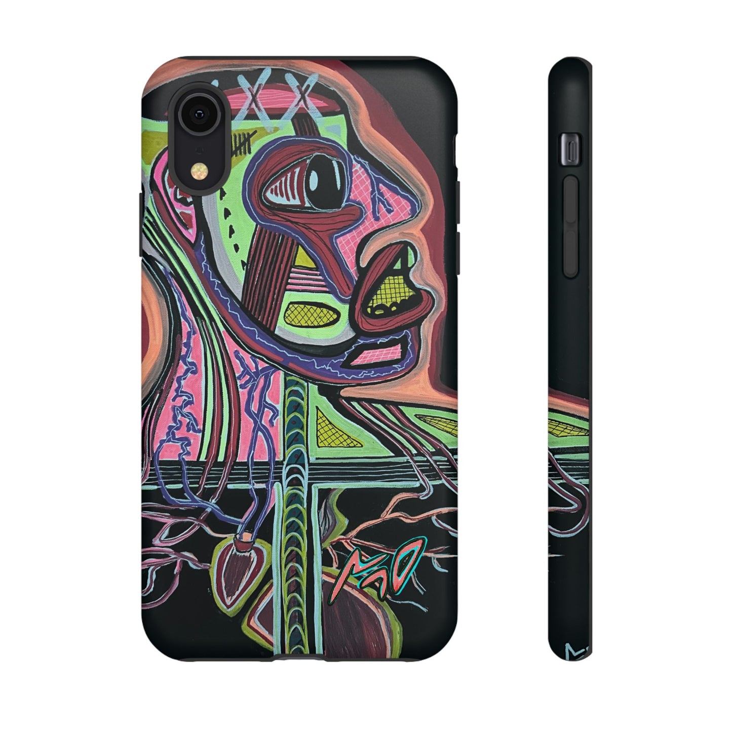 HEART ATTACK Abstract Neon Face Tough Phone Case – Vibrant Art Phone Cover