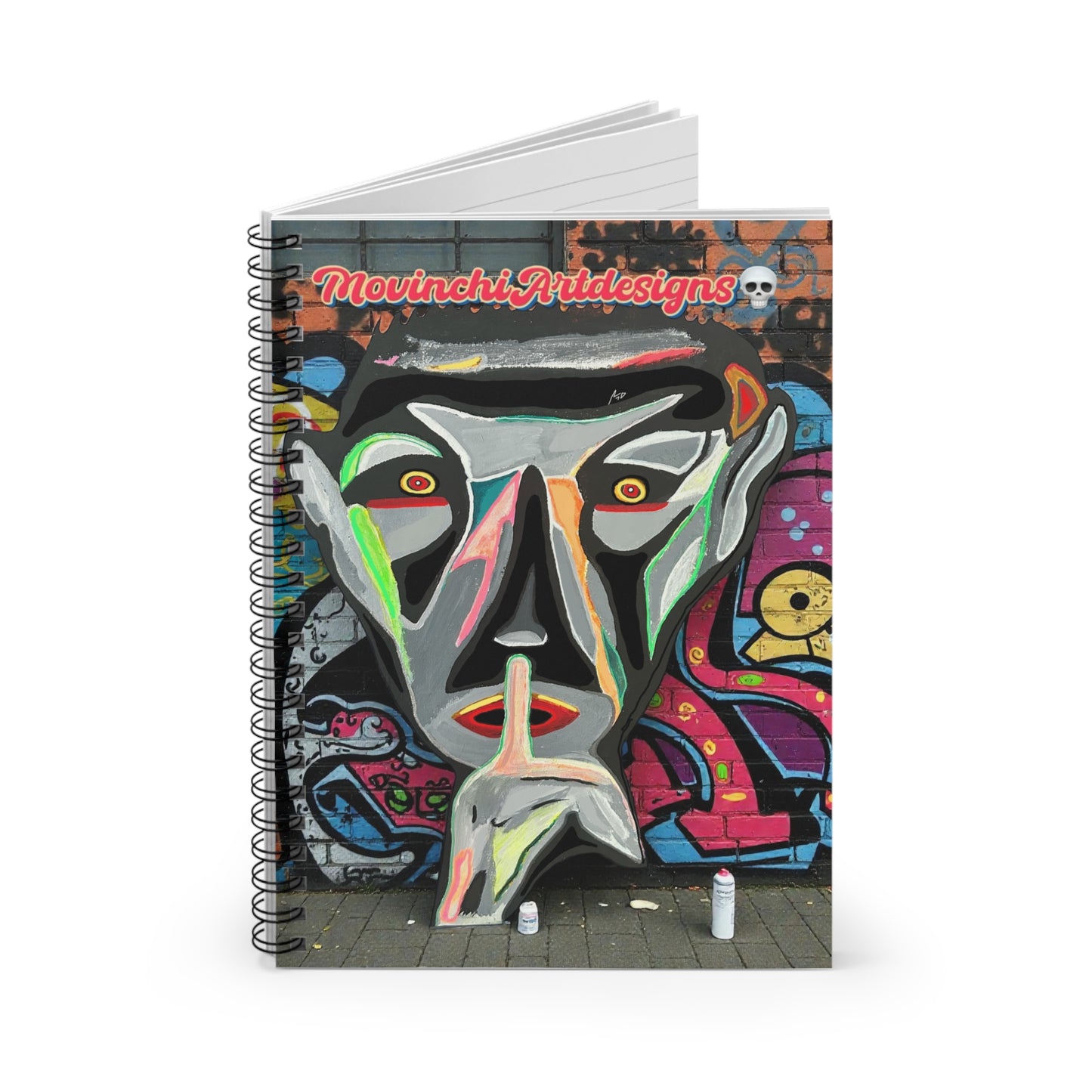 SILENCE.  Graffiti Face Spiral Notebook — Urban Street Art Ruled Journal