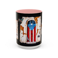 Puerto Rico Flag Door Accent Coffee Mug — Vintage Rustic Boricua Pride (11/15oz)
