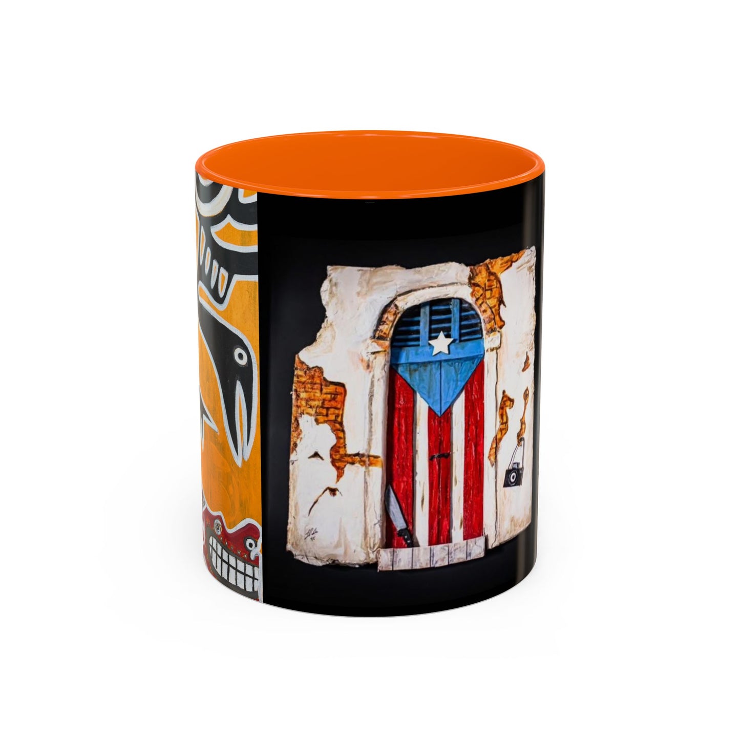 Puerto Rico Flag Coffee Mug — Rustic Street Art Accent Mug (11/15 oz)