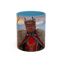 KING OF THE WORLD Royal Portrait Accent Coffee Mug – King in Fur Coat Design (11/15oz)