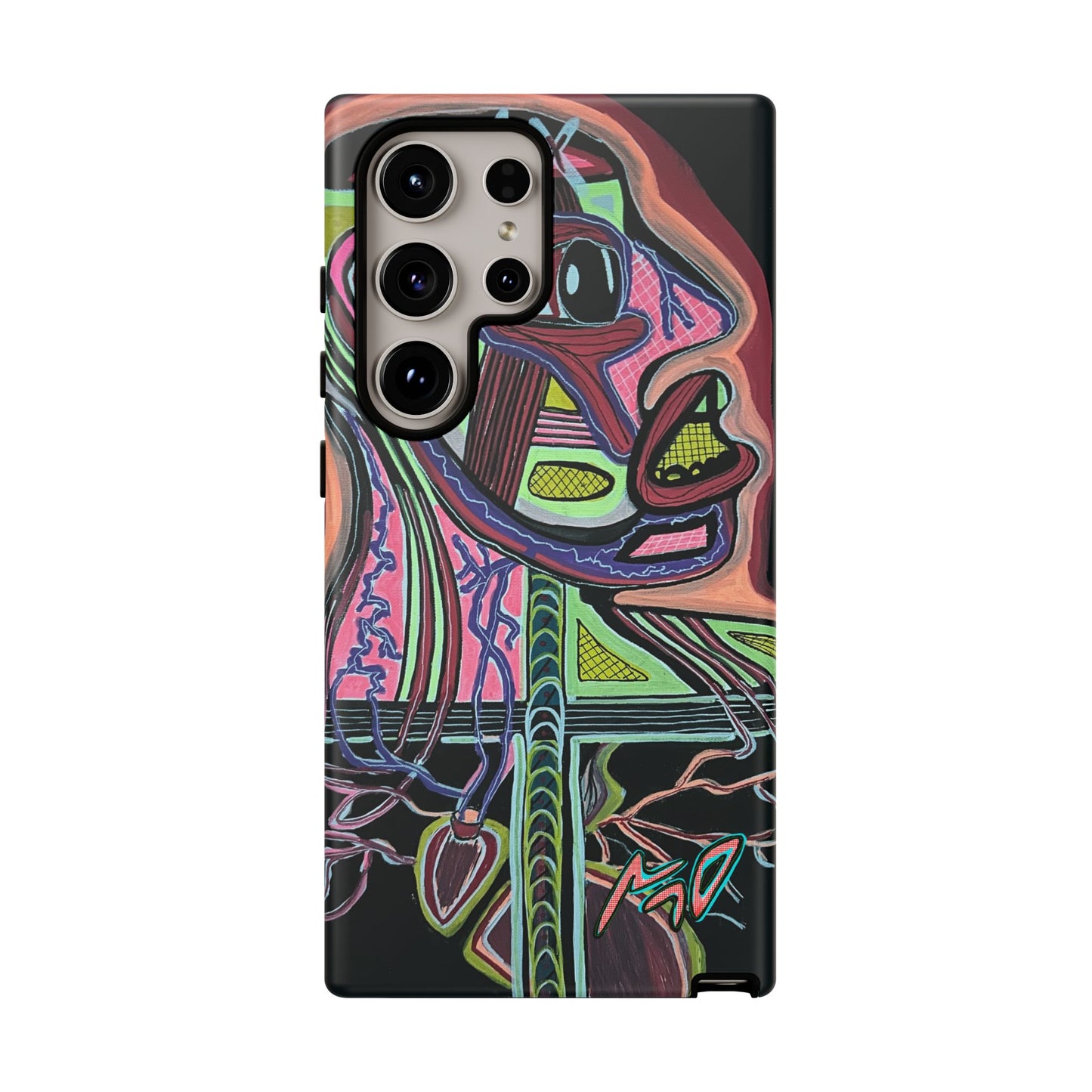 HEART ATTACK Abstract Neon Face Tough Phone Case – Vibrant Art Phone Cover