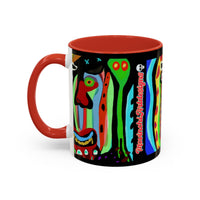 CRAZY.   Neon Face Accent Coffee Mug – Colorful Psychedelic Art Ceramic Mug