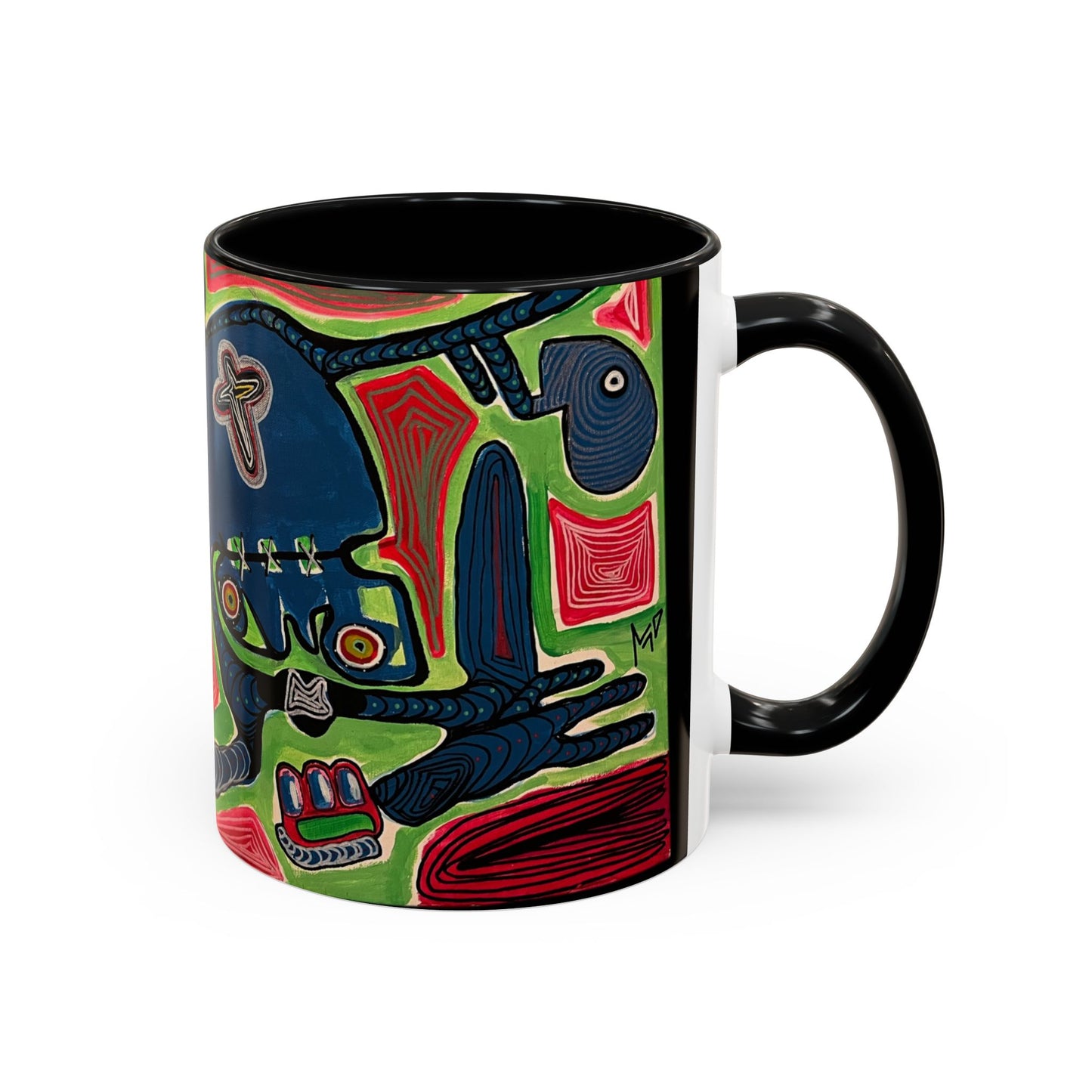 AFTER LIFE.  Abstract Tribal Art Coffee Mug — Colorful Surreal Accent Mug