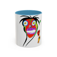 Colorful Tribal Mask Coffee Mug — Vibrant Skull Art Accent Mug (11/15oz)