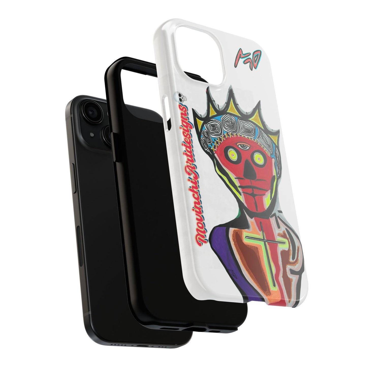 Artistic Crown KING GRAY  Skull Tough Phone Case — Colorful Abstract Guardian Design