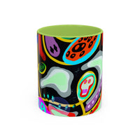 CRAZY2.0  Accent Mug — Colorful Neon Skull Abstract Coffee Cup