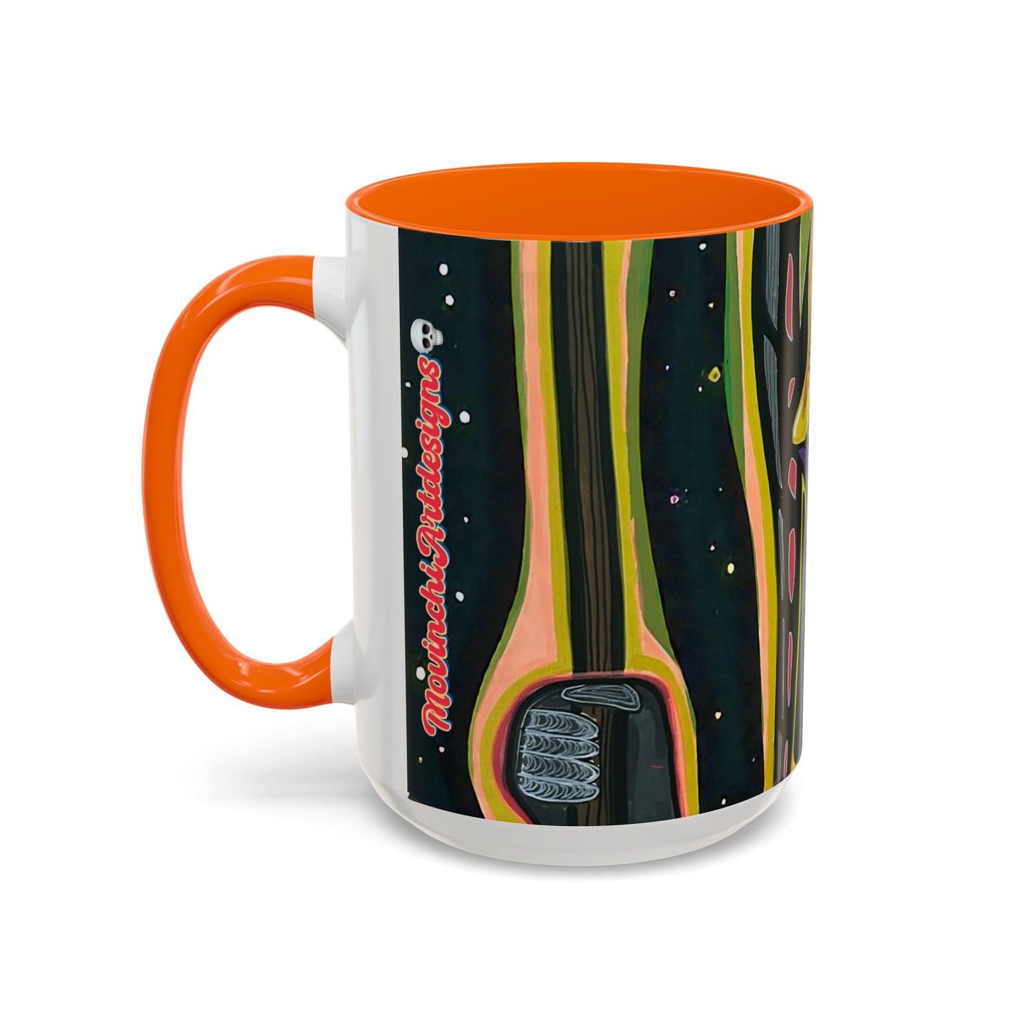 VINCENT  Skull Pop Art Accent Coffee Mug — Colorful Neon Tribal Skull Design (11/15oz)
