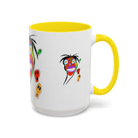 Colorful Tribal Mask Coffee Mug — Vibrant Skull Art Accent Mug (11/15oz)
