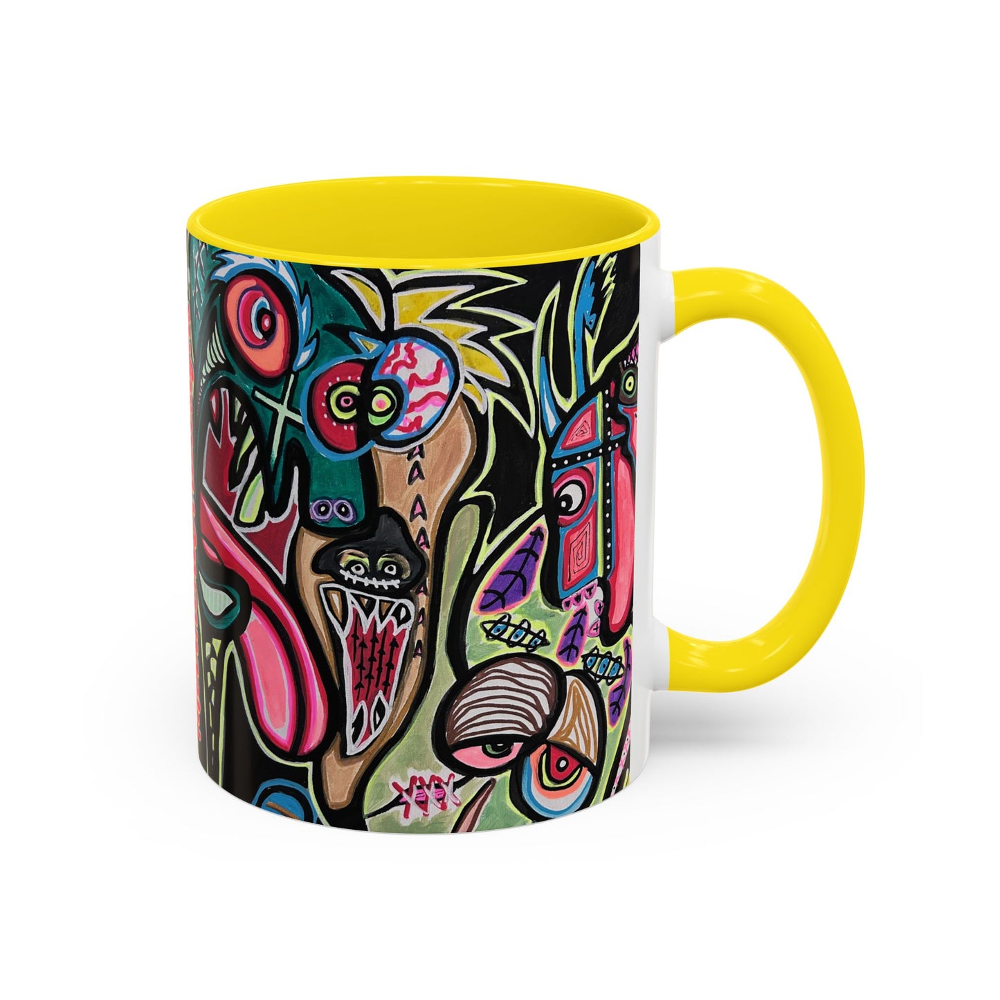 Abstract Neon DEPRESSION2.0   Monster Coffee Mug — Colorful Surreal Art Accent Mug (11/15oz)
