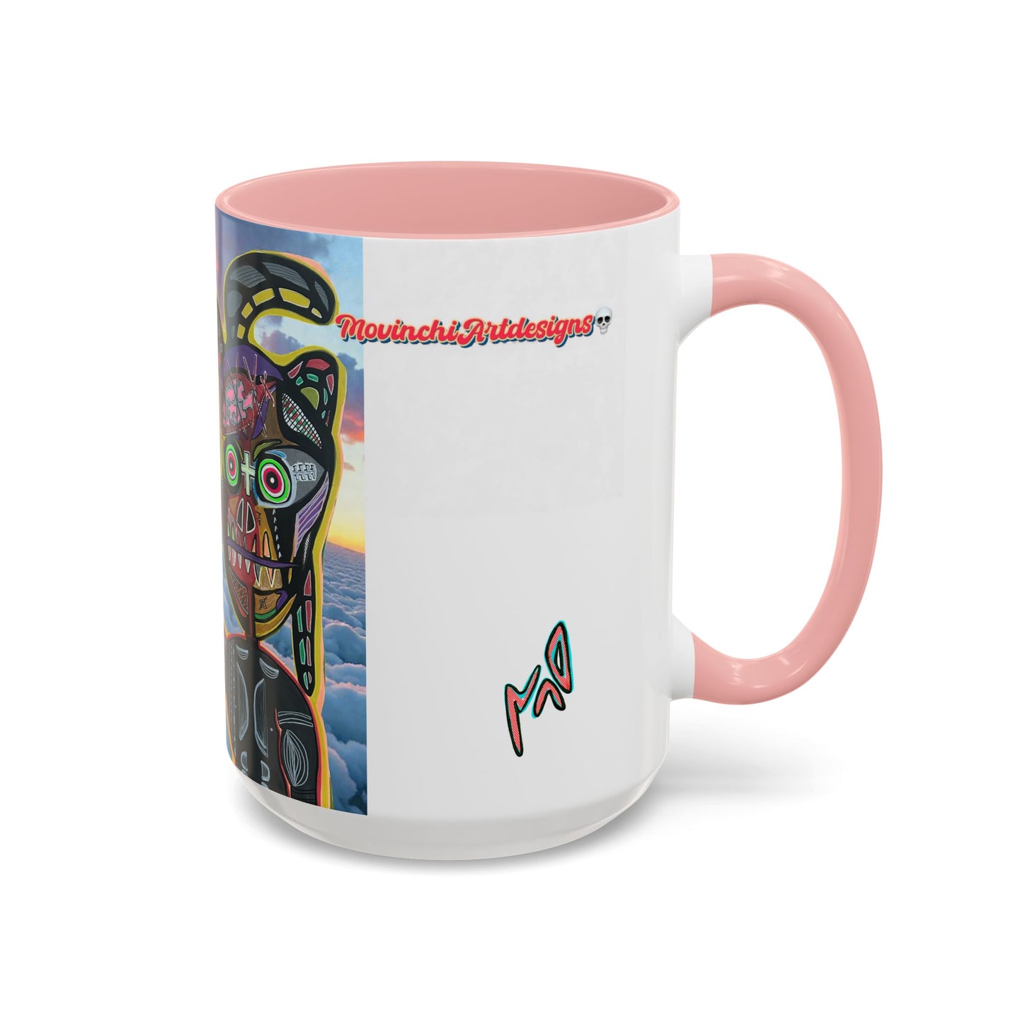 Surreal VINCENT Tribal Warrior Accent Coffee Mug — Colorful Skull Art 11/15oz