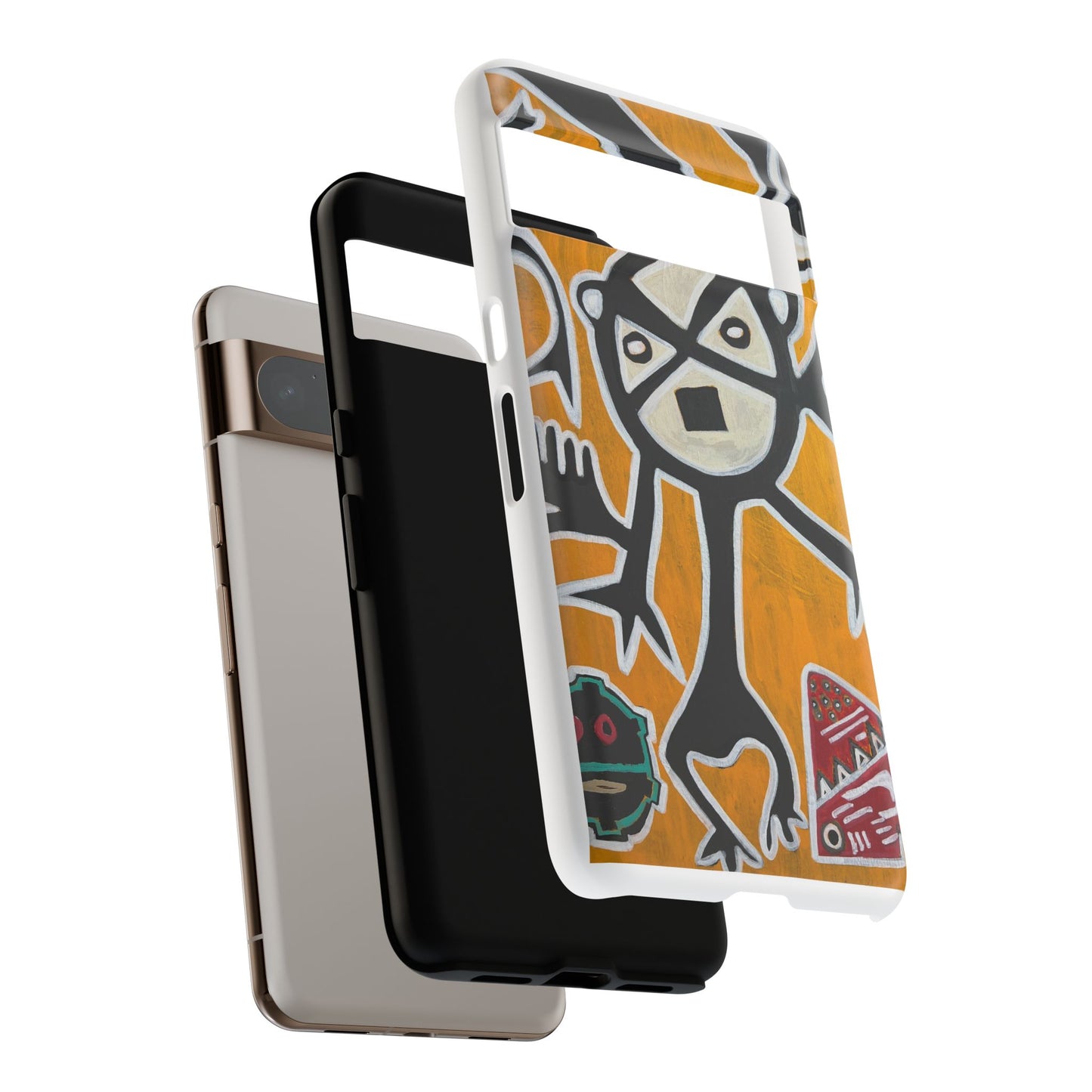 Abstract TAINO  Tribal Art Phone Case – Bold Orange Graphic Protective Cover