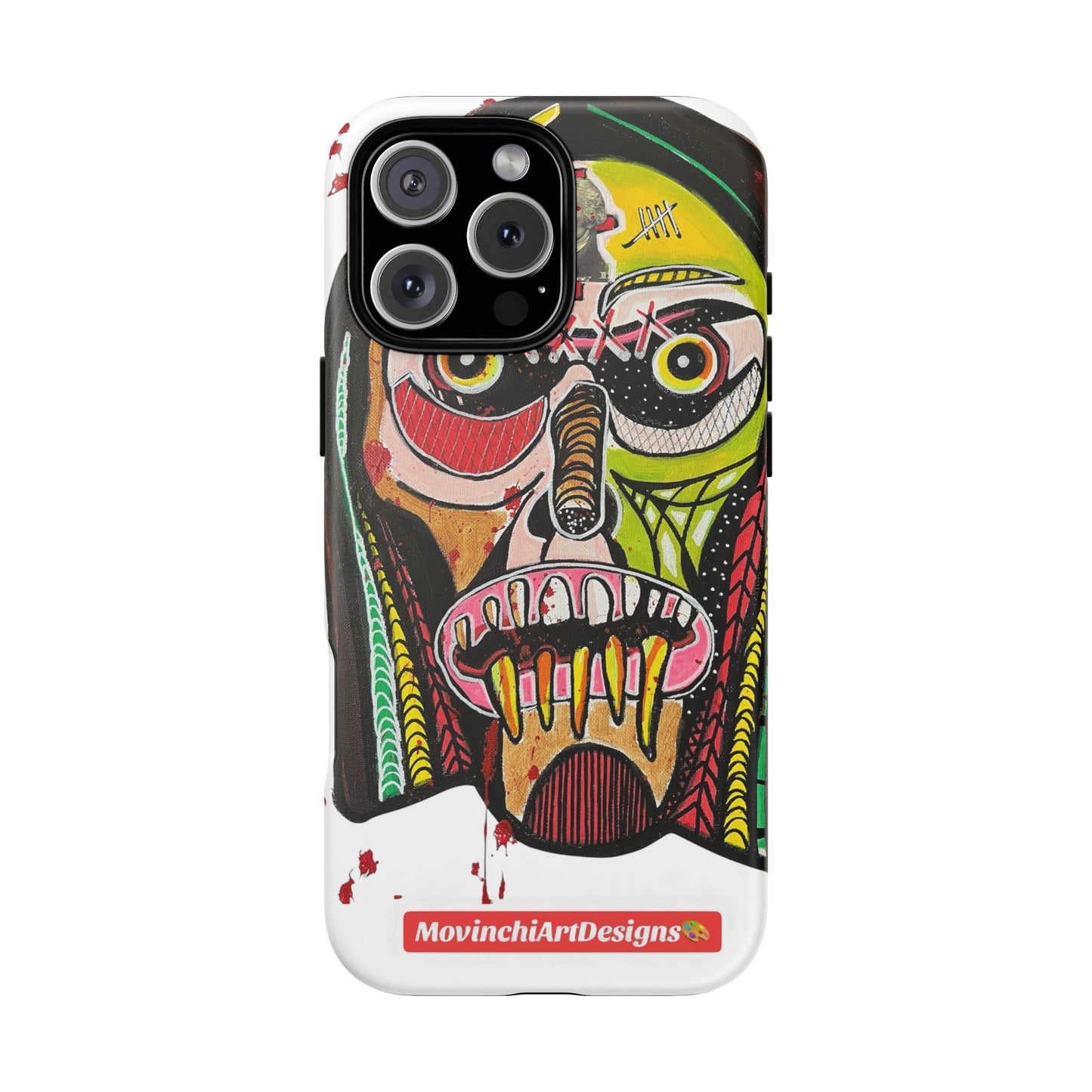 KUNTA.  Abstract Tribal Skull Phone Case — Colorful Street Art Protective Cover