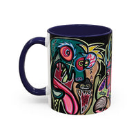 Abstract Neon DEPRESSION2.0   Monster Coffee Mug — Colorful Surreal Art Accent Mug (11/15oz)