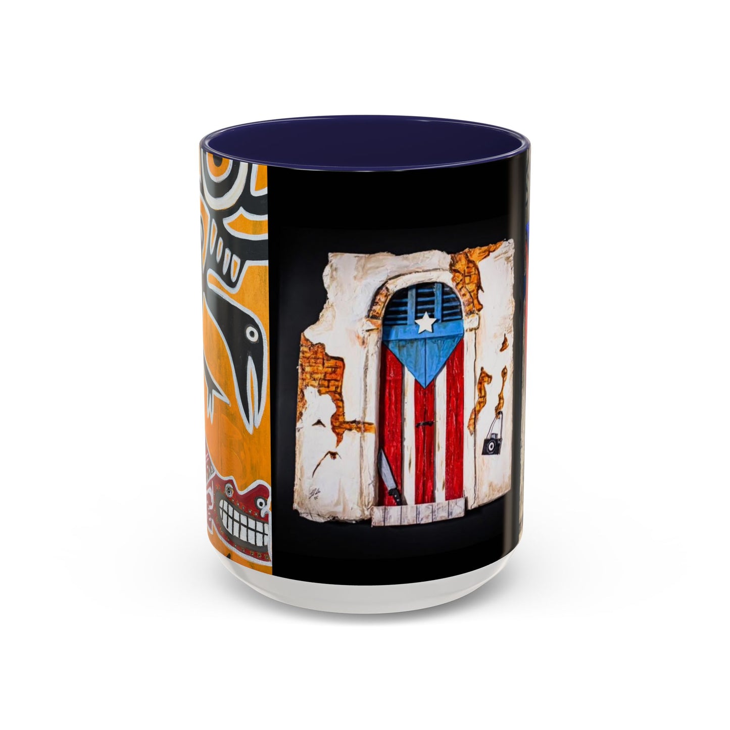 Puerto Rico Flag Coffee Mug — Rustic Street Art Accent Mug (11/15 oz)