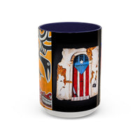 Puerto Rico Flag Coffee Mug — Rustic Street Art Accent Mug (11/15 oz)