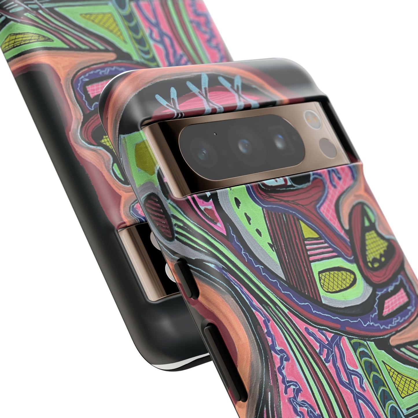 HEART ATTACK Abstract Neon Face Tough Phone Case – Vibrant Art Phone Cover
