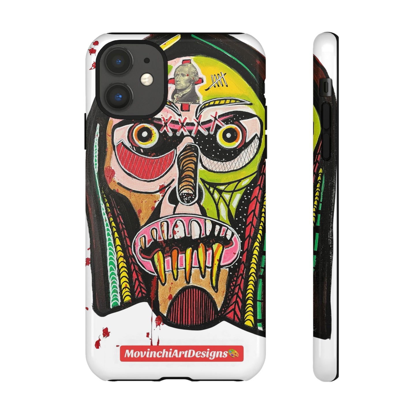KUNTA.  Abstract Tribal Skull Phone Case — Colorful Street Art Protective Cover