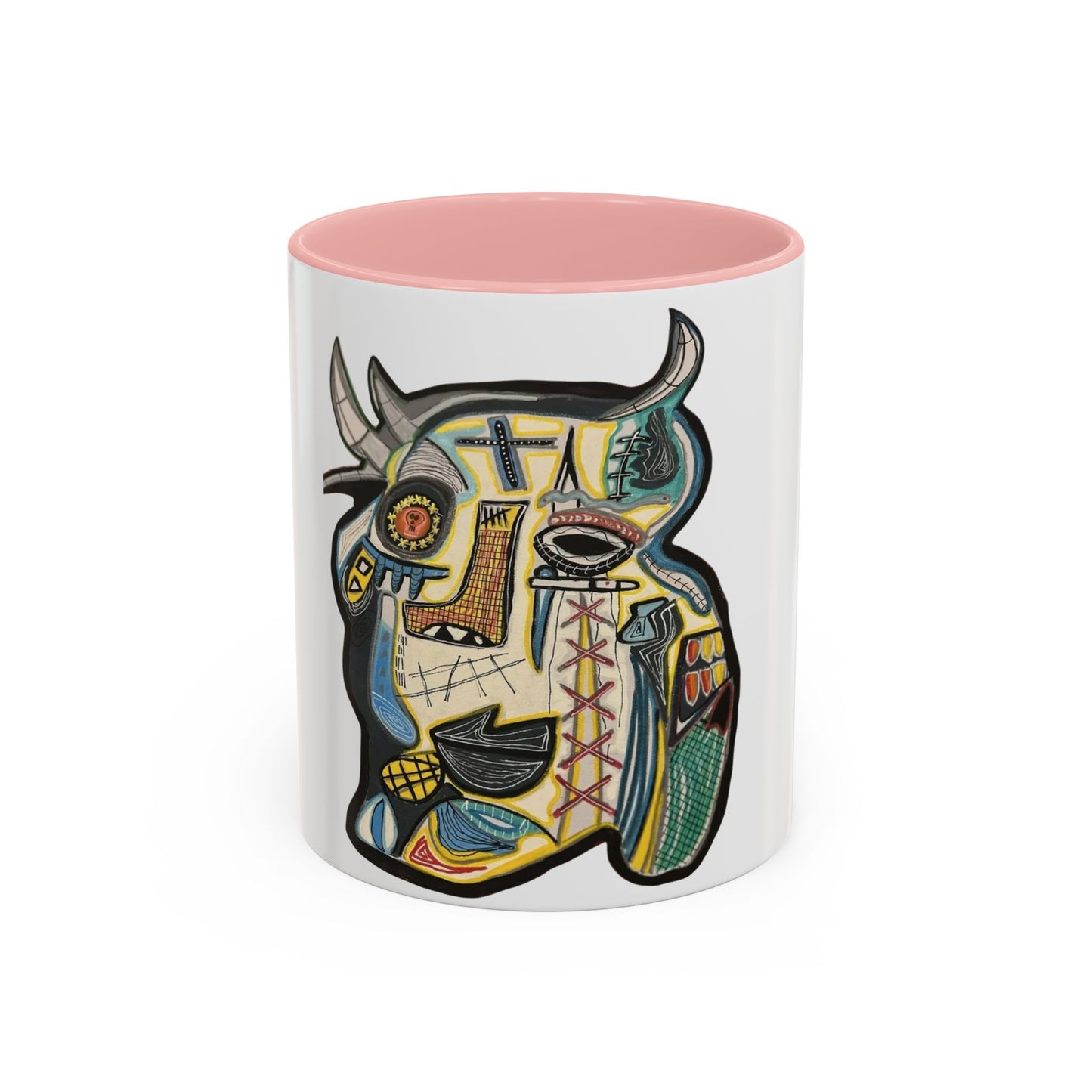 Abstract MOVINCHI Art Coffee Mug — Colorful Cubist Ceramic Accent Mug