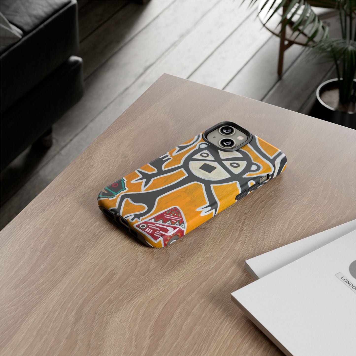 Abstract TAINO  Tribal Art Phone Case – Bold Orange Graphic Protective Cover