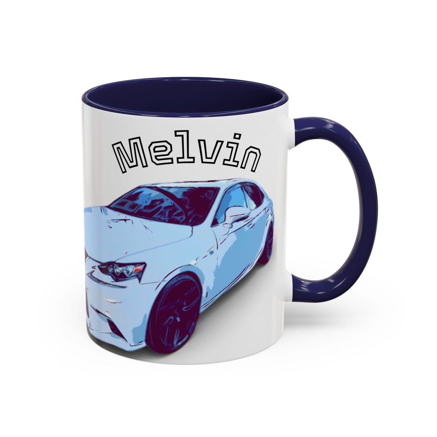 MELVIN.  Personalized Car Coffee Mug — 'Melvin' Sports Car Accent Mug (11/15oz)