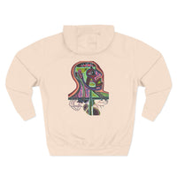 HEART ATTACK  Abstract Psyche Hoodie — Colorful Three-Panel Back Art Fleece Hoodie