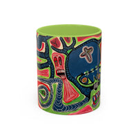 AFTER LIFE.  Abstract Tribal Art Coffee Mug — Colorful Surreal Accent Mug