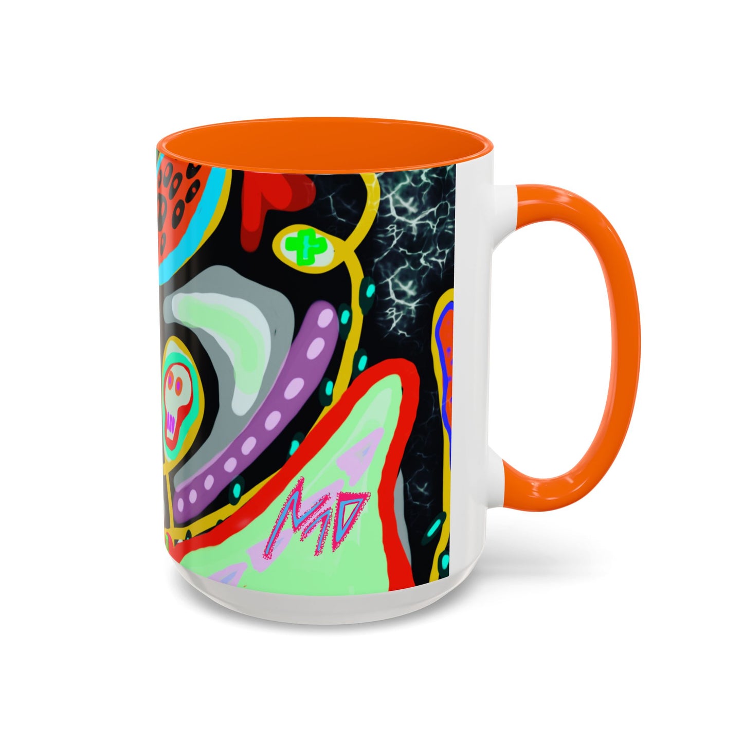 CRAZY2.0  Accent Mug — Colorful Neon Skull Abstract Coffee Cup