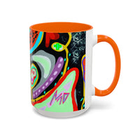 CRAZY2.0  Accent Mug — Colorful Neon Skull Abstract Coffee Cup