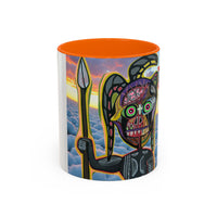 Surreal VINCENT Tribal Warrior Accent Coffee Mug — Colorful Skull Art 11/15oz