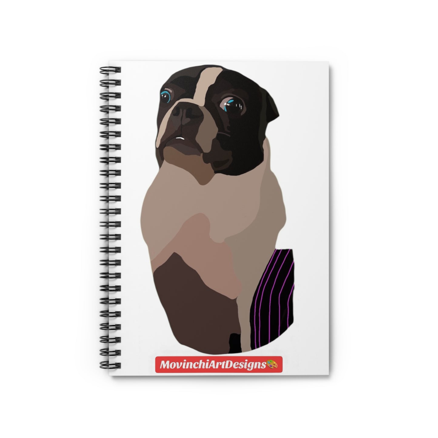 Boston Terrier Illustrated Spiral Notebook — Cute Dog Journal for Notes & Gifts