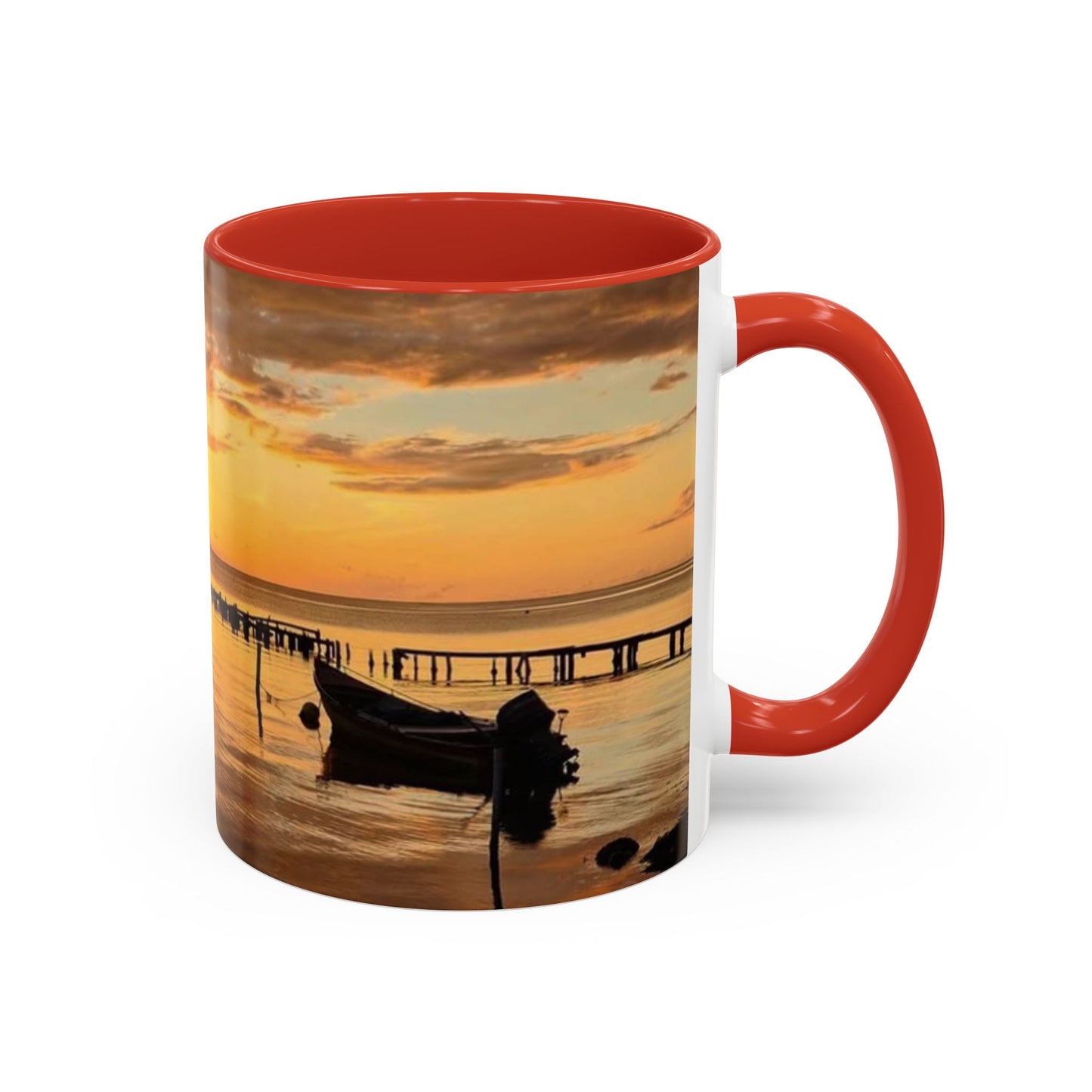 Sunset Harbor Coffee Mug — Golden Beach Sunrise Accent Mug (11/15oz)