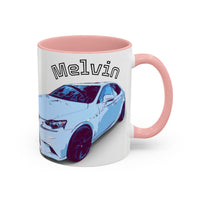 MELVIN.  Personalized Car Coffee Mug — 'Melvin' Sports Car Accent Mug (11/15oz)