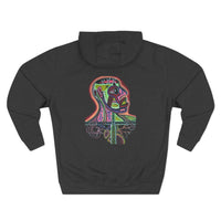 HEART ATTACK  Abstract Psyche Hoodie — Colorful Three-Panel Back Art Fleece Hoodie