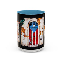 Puerto Rico Flag Door Accent Coffee Mug — Vintage Rustic Boricua Pride (11/15oz)
