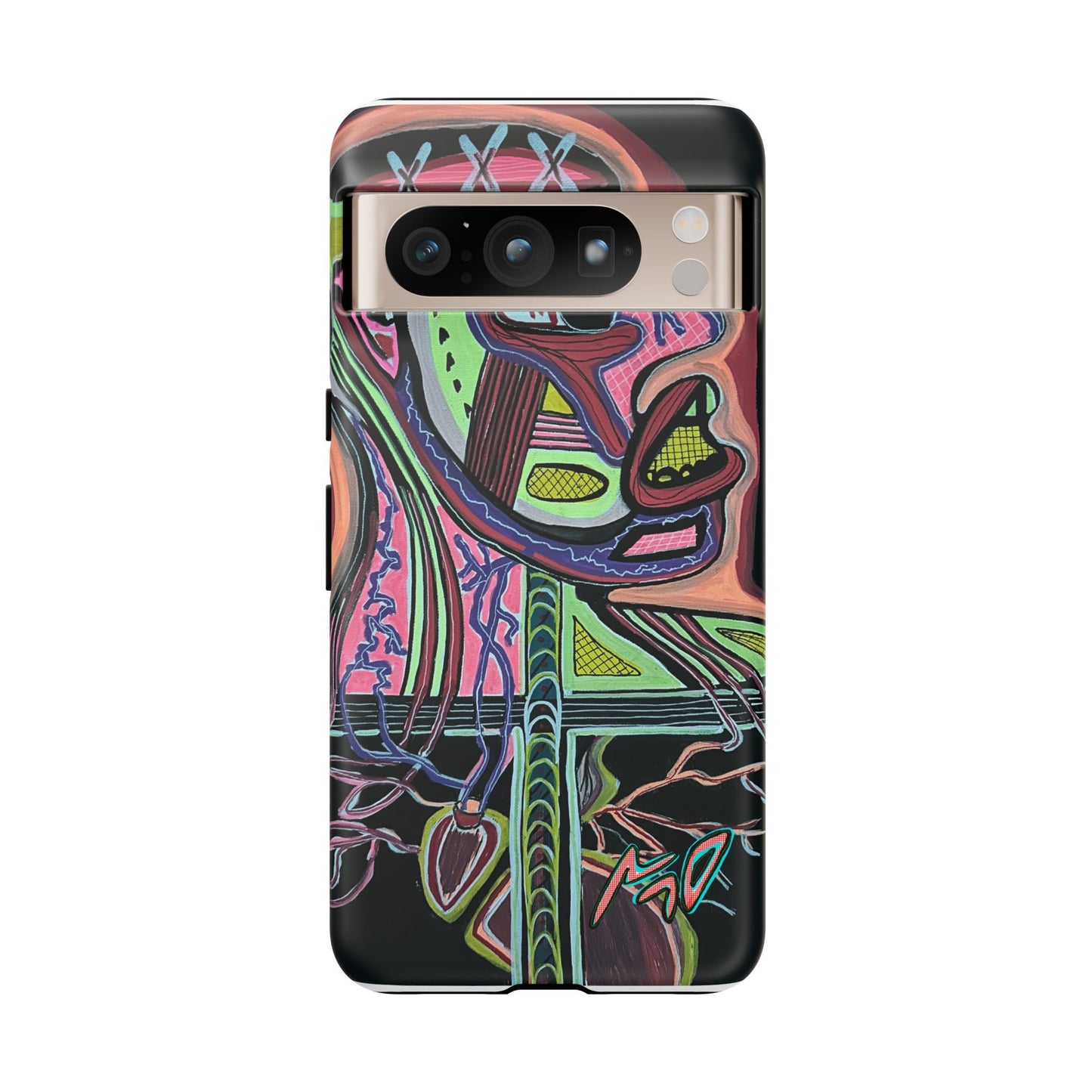HEART ATTACK Abstract Neon Face Tough Phone Case – Vibrant Art Phone Cover