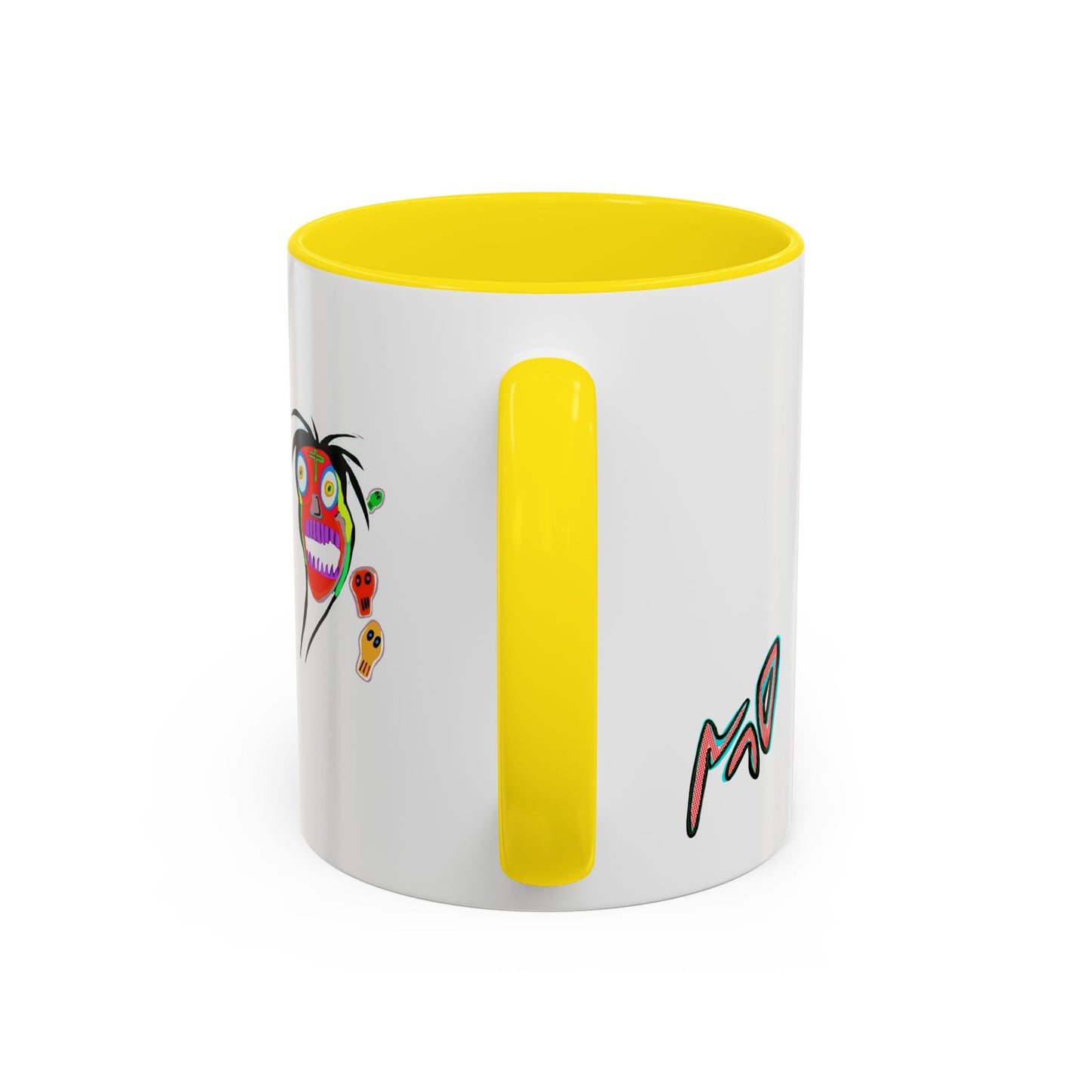 Colorful Tribal Mask Coffee Mug — Vibrant Skull Art Accent Mug (11/15oz)