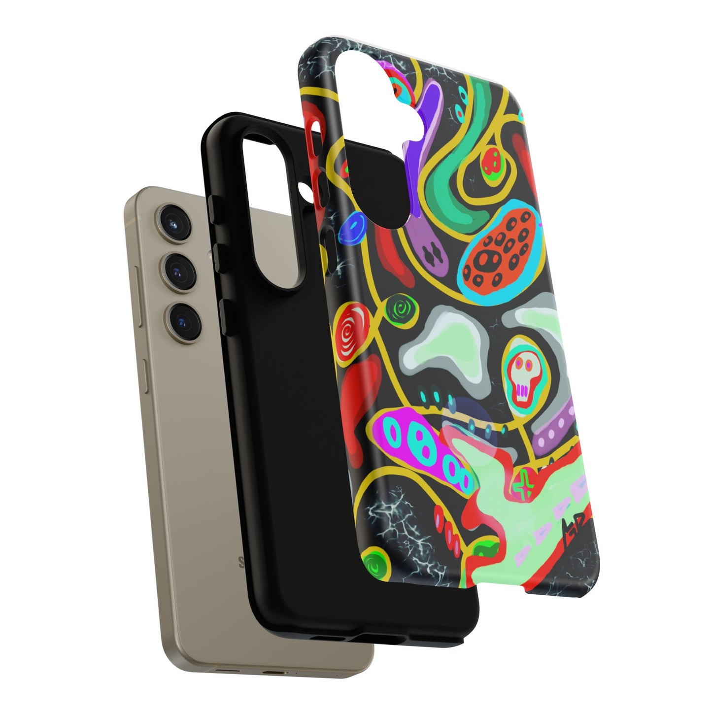 CRAZY4  Abstract Neon Skull Phone Case — Colorful Psychedelic Protective Cover