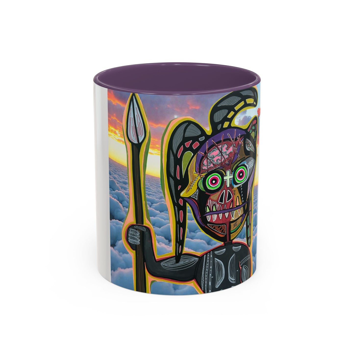 Surreal VINCENT Tribal Warrior Accent Coffee Mug — Colorful Skull Art 11/15oz