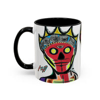 INFECTED KING.  Skull Pop Art Coffee Mug — Colorful Day of the Dead Accent Mug