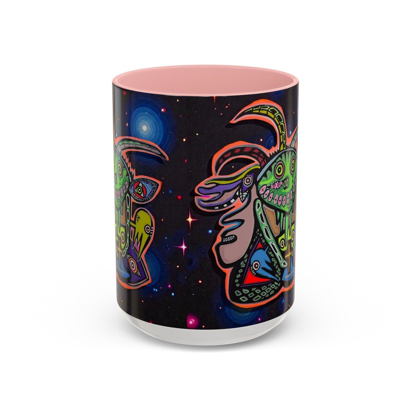 Psychedelic RYDER2.0   Space Goat Accent Coffee Mug — Colorful Cosmic Animal Art (11/15oz)