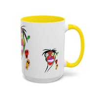 Skullface Accent Coffee Mug — Colorful Day of the Dead Pop Art (11/15oz)