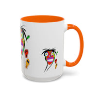 Skullface Accent Coffee Mug — Colorful Day of the Dead Pop Art (11/15oz)