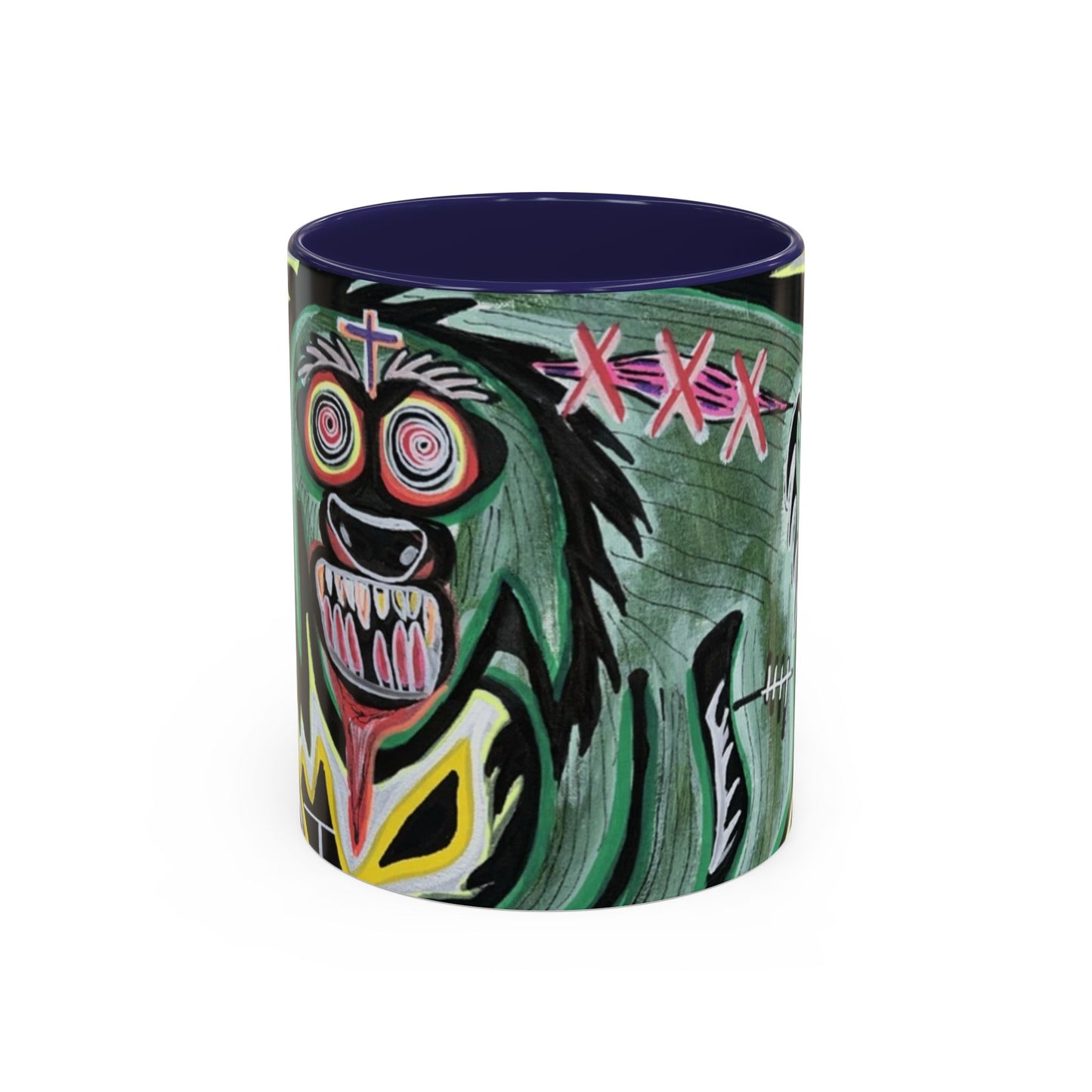 CHUPACABRAS.  Green Monster Art Coffee Mug — Spooky Neon Creature Accent Mug (11/15oz)