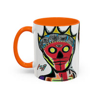 INFECTED KING.  Skull Pop Art Coffee Mug — Colorful Day of the Dead Accent Mug